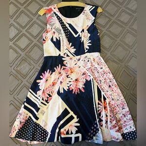 Floral Geometric Sleeveless Dress